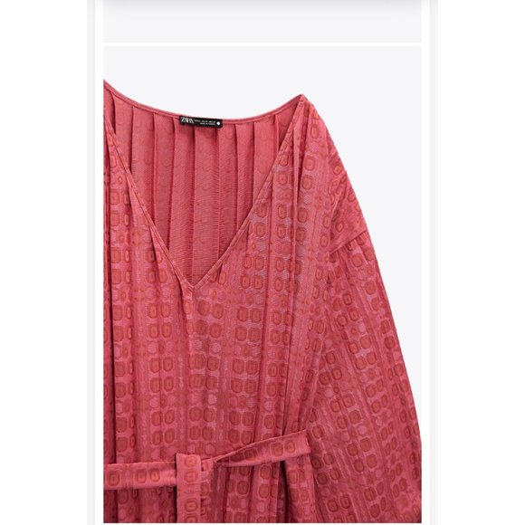 Zara Jacquard V-Neck Midi Dress M NWT - Picture 7 of 10